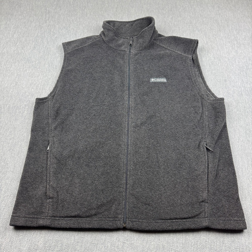 Columbia Vest Mens Extra Large Gray Steens Mountain Fleece Outdoor Hiking Zip Up